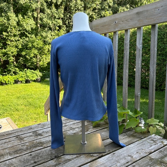 H&M ⎮ Blue ribbed long sleeve cardigan - Picture 3 of 5